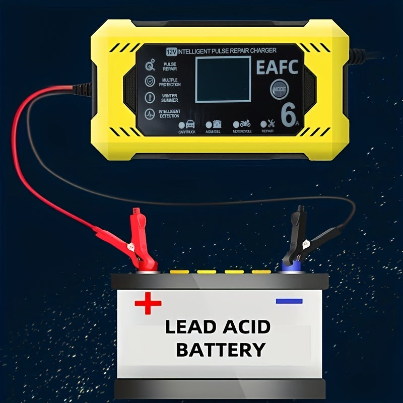 Car Battery Charger, 12V 6A Smart Battery Trickle Charger Auto 12V 24V Battery Maintainer For Car Truck Motorcycle Lawn Mower Marine Lead Acid Charger