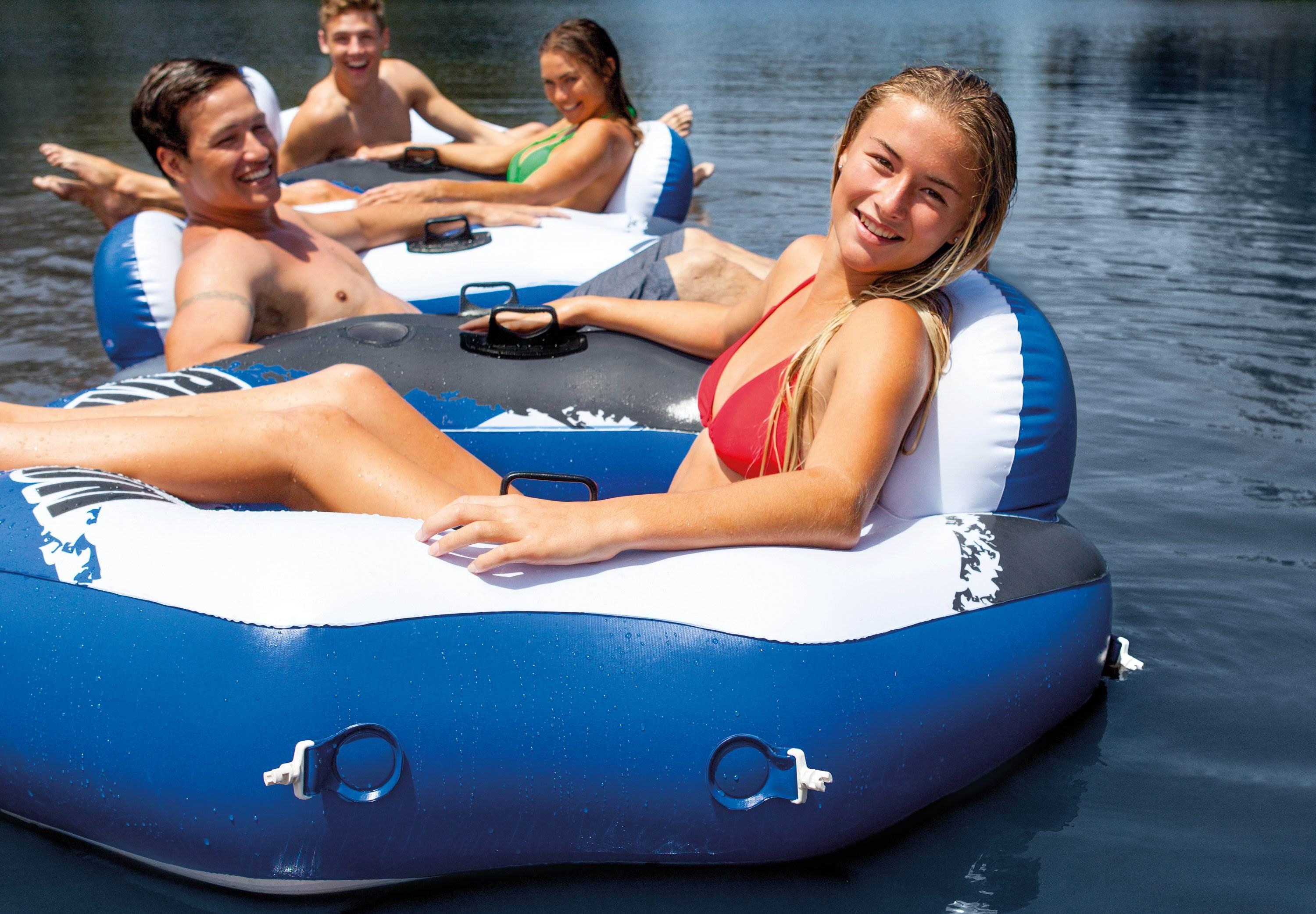 River Run Connect Inflatable Tube (4 Pack) &amp; Mega Chill II BeveraFloat