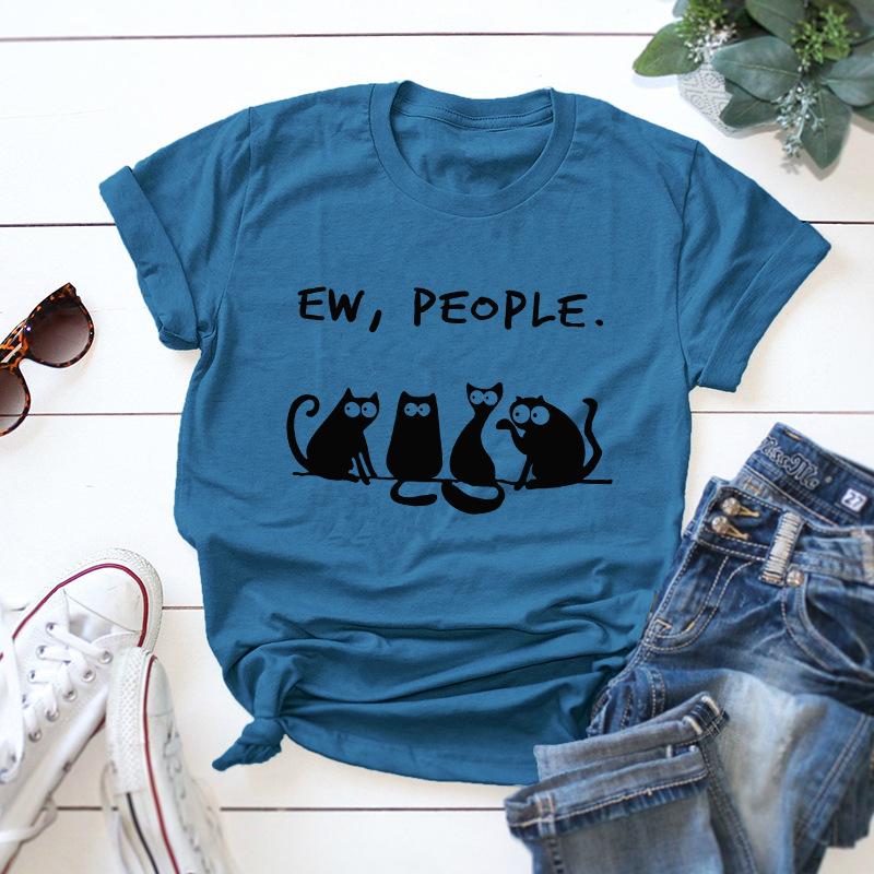 Cat loose round neck short sleeve T-shirt