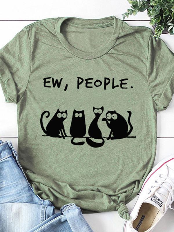 Cat loose round neck short sleeve T-shirt