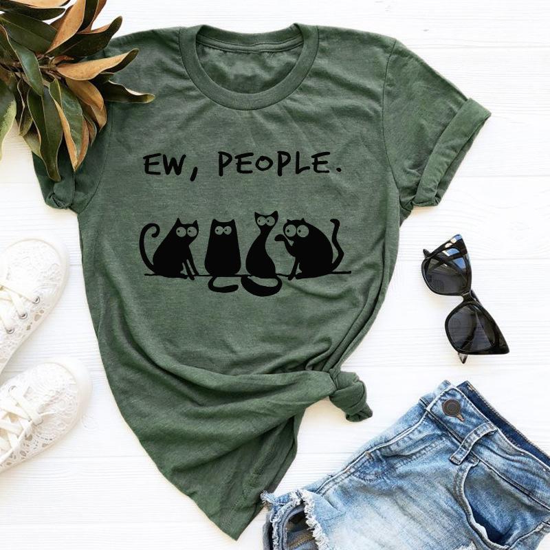 Cat loose round neck short sleeve T-shirt