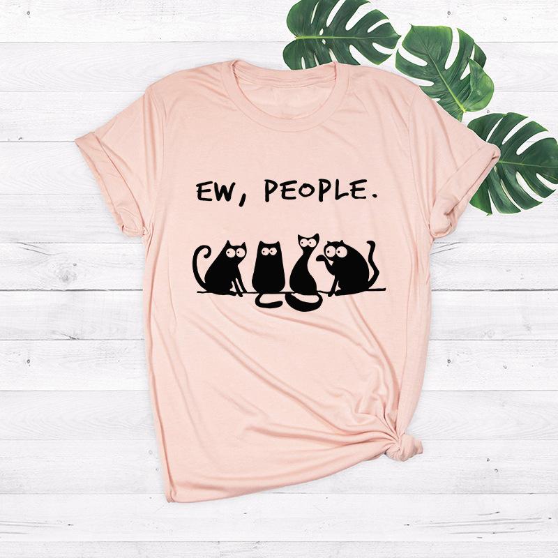 Cat loose round neck short sleeve T-shirt