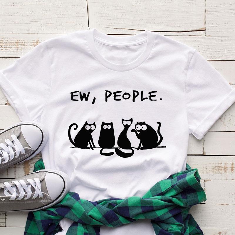 Cat loose round neck short sleeve T-shirt