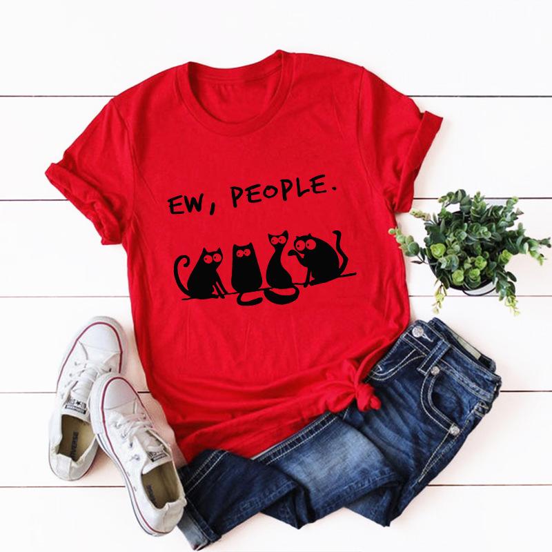 Cat loose round neck short sleeve T-shirt