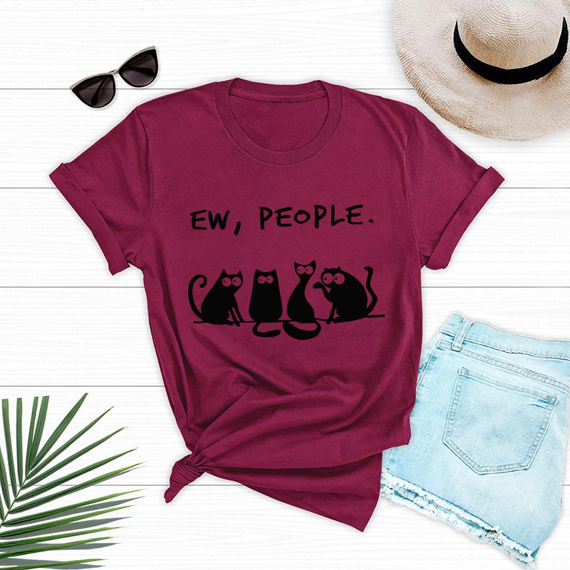Cat loose round neck short sleeve T-shirt