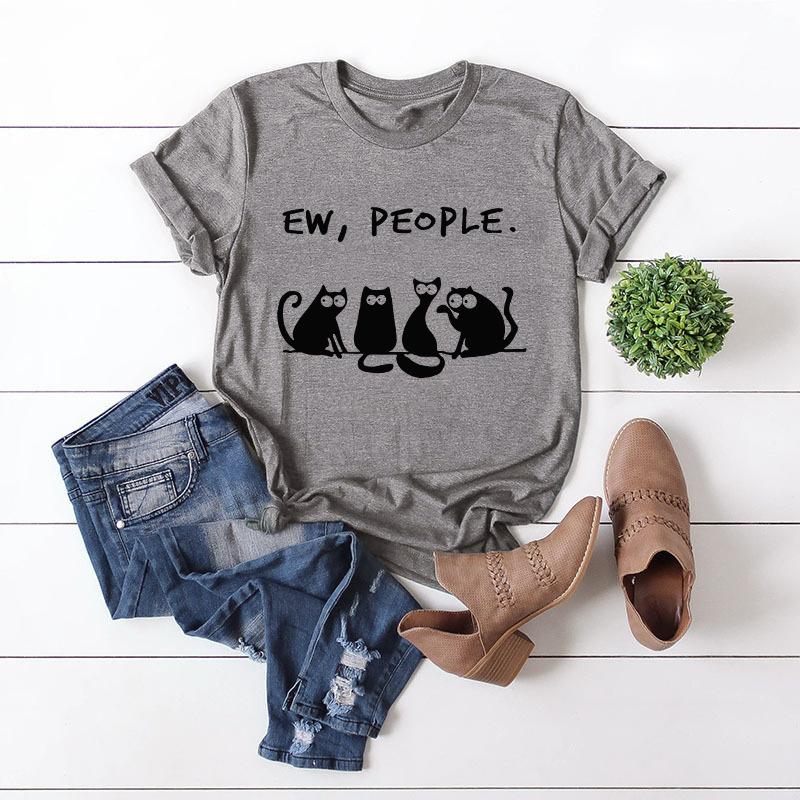 Cat loose round neck short sleeve T-shirt