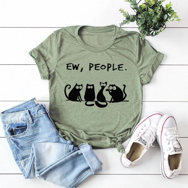 Cat loose round neck short sleeve T-shirt