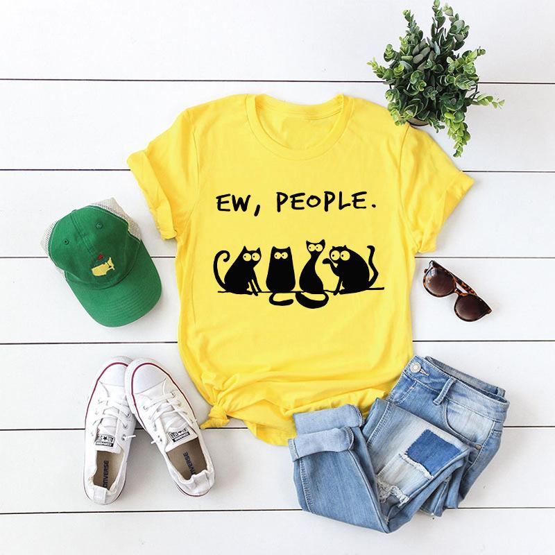 Cat loose round neck short sleeve T-shirt