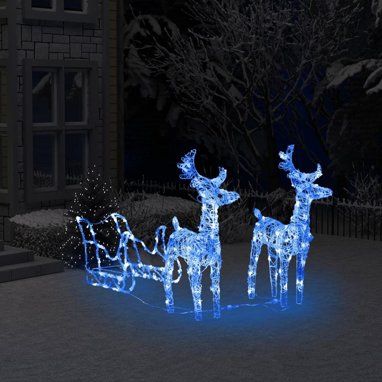 Eccomum Reindeers &amp; Sleigh Christmas Decoration 160 LEDs 51.2" Acrylic