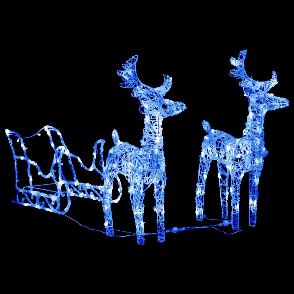 Eccomum Reindeers &amp; Sleigh Christmas Decoration 160 LEDs 51.2" Acrylic