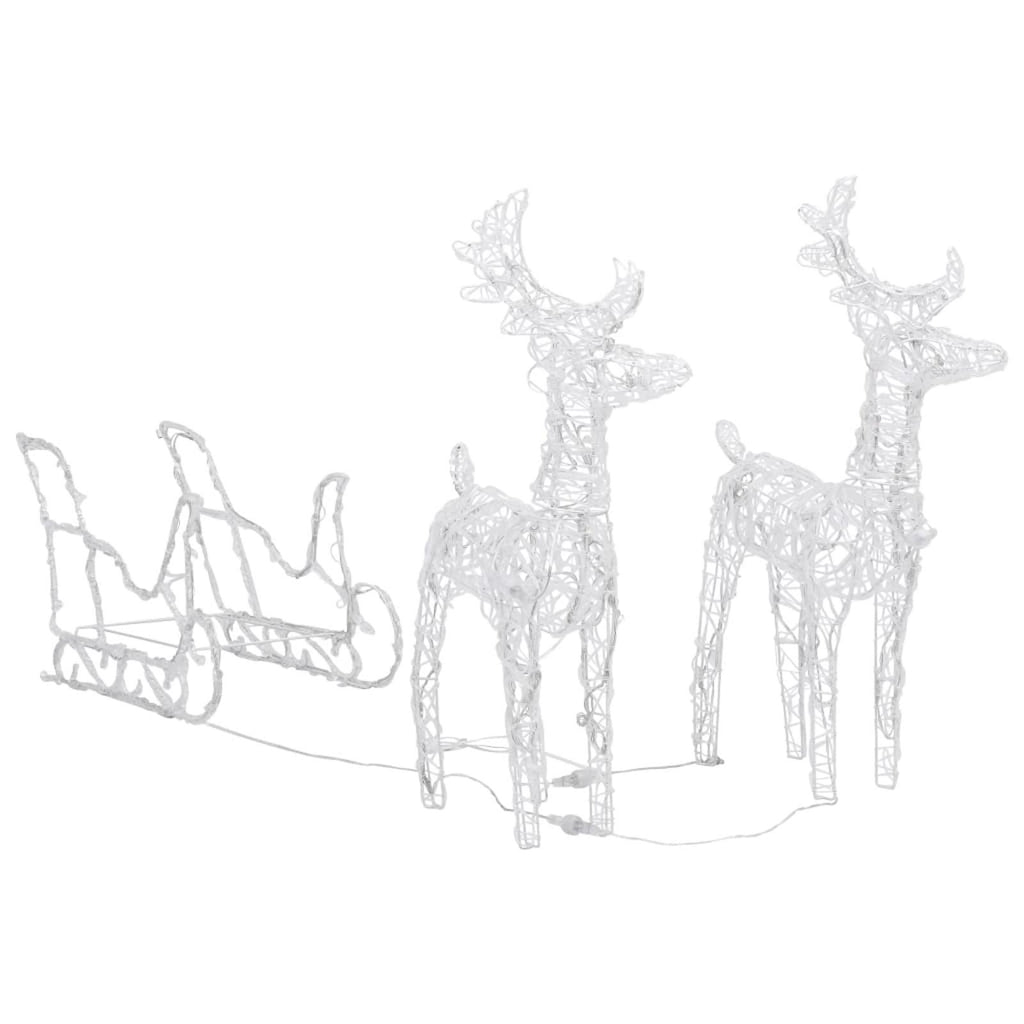 Eccomum Reindeers &amp; Sleigh Christmas Decoration 160 LEDs 51.2" Acrylic