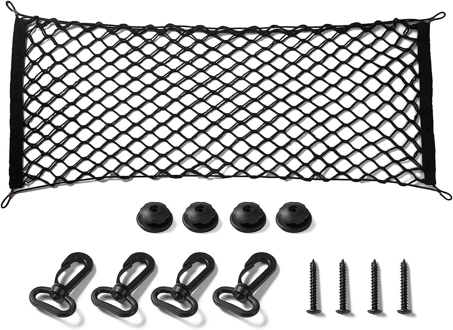 Amiss Cargo Net Stretchable, Car Exterior Accessories, Adjustable Elastic Trunk Storage Net with Hook for SUVs, Cars and Trucks (35.4x15.8 Inch)
