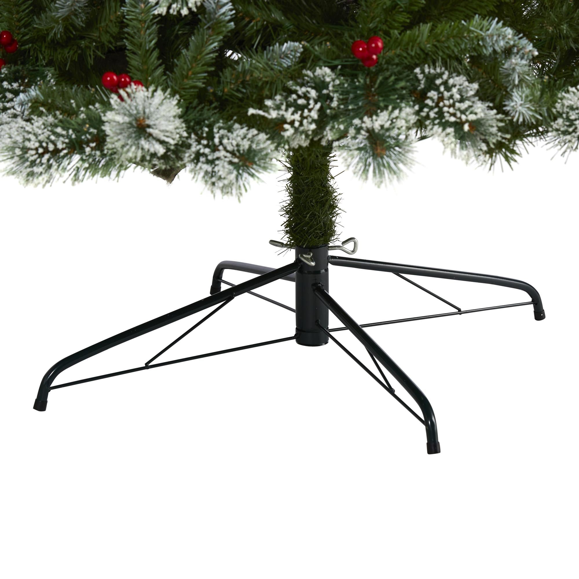 Nearly Natural 8' Frosted Pine Artificial Christmas Tree Prelit with 550 Clear LED Lights