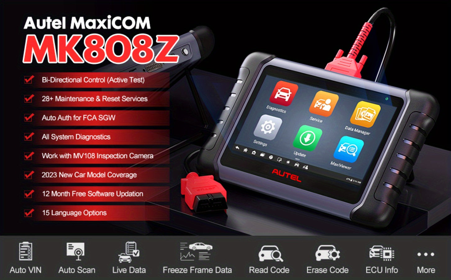 Autel MaxiCOM MK808Z: Android 11 Scan Tool With 28+ Services &amp; 2023 Upgrades - All System Diagnostics!