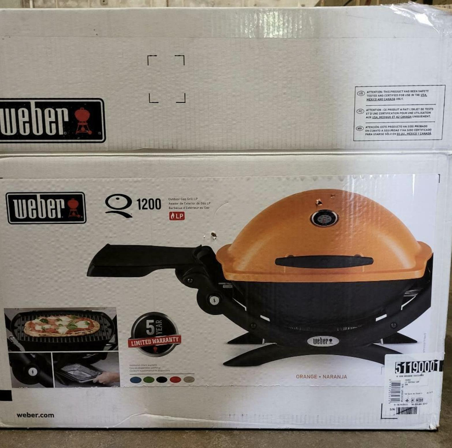 Q1200 1-Burner Portable Tabletop Propane Gas Grill in Oran-51190001