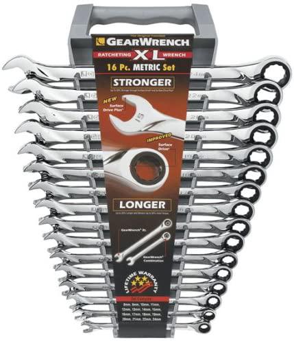 GEARWRENCH XL Ratcheting Combination Metric Wrench Set 16 Pc., 12 Point - 85099