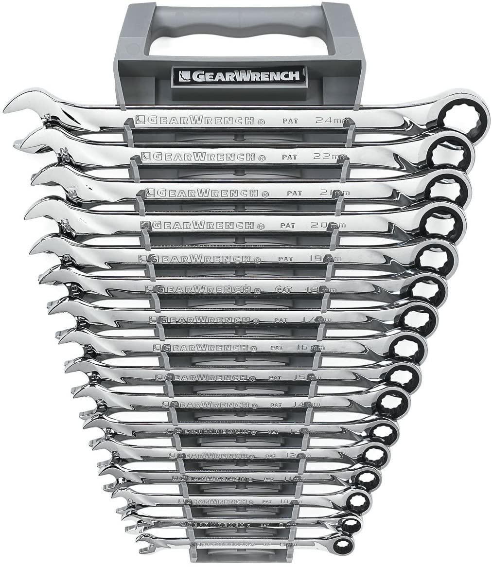 GEARWRENCH XL Ratcheting Combination Metric Wrench Set 16 Pc., 12 Point - 85099