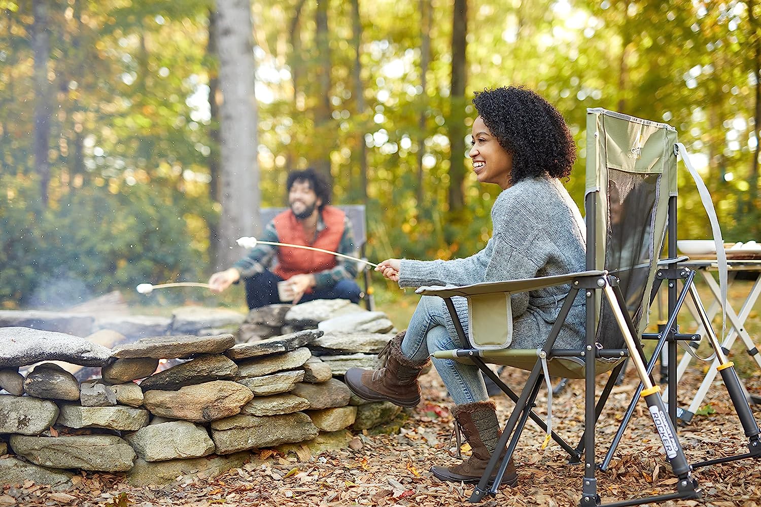 GCI Outdoor Comfort Pro Rocker Collapsible Rocking Chair &amp; Outdoor Camping Chair, Loden Green