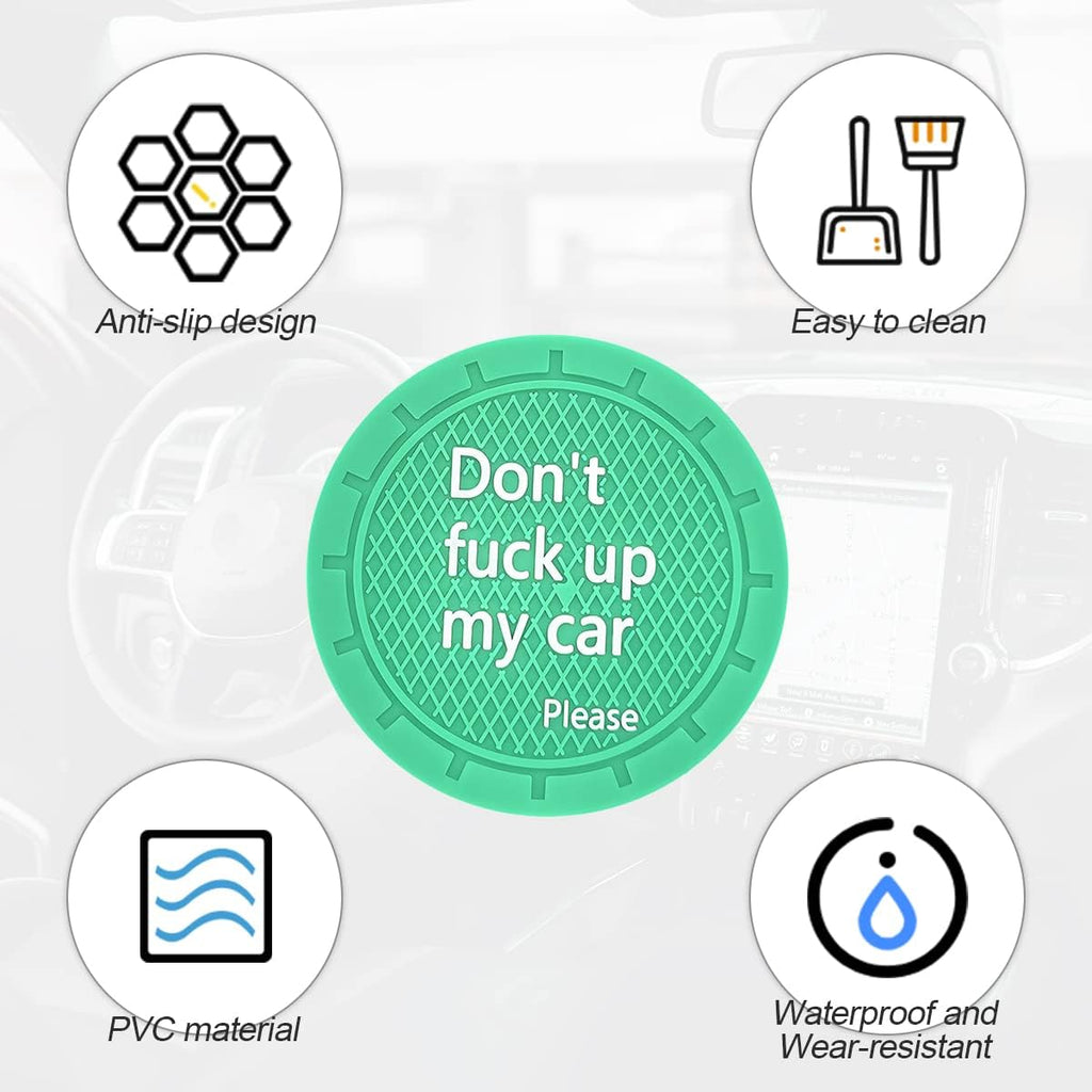 8sanlione Car Cup Coaster, 4Pcs 2.75 Inch Auto Cup Holder Insert Coasters, Anti-Slip Waterproof Embedded Drink Mat, Automotive Interior Accessories for Men and Women (D Light Green/4PCS)