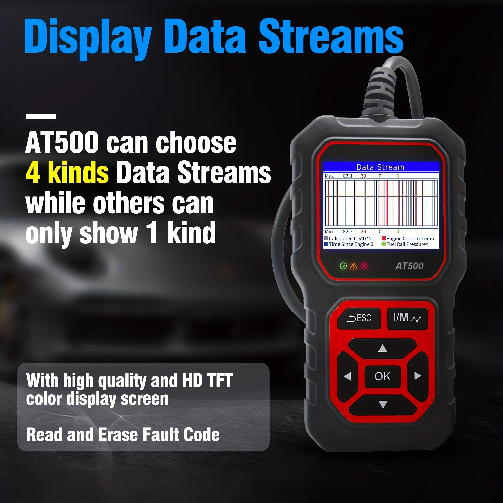 Car Code Reader, OBD2 Car Code Scanner VoltaTester Engine Fault Code Scanner CranAnd Charging Tester Diagnostic Tool For OBDII Protocol Cars