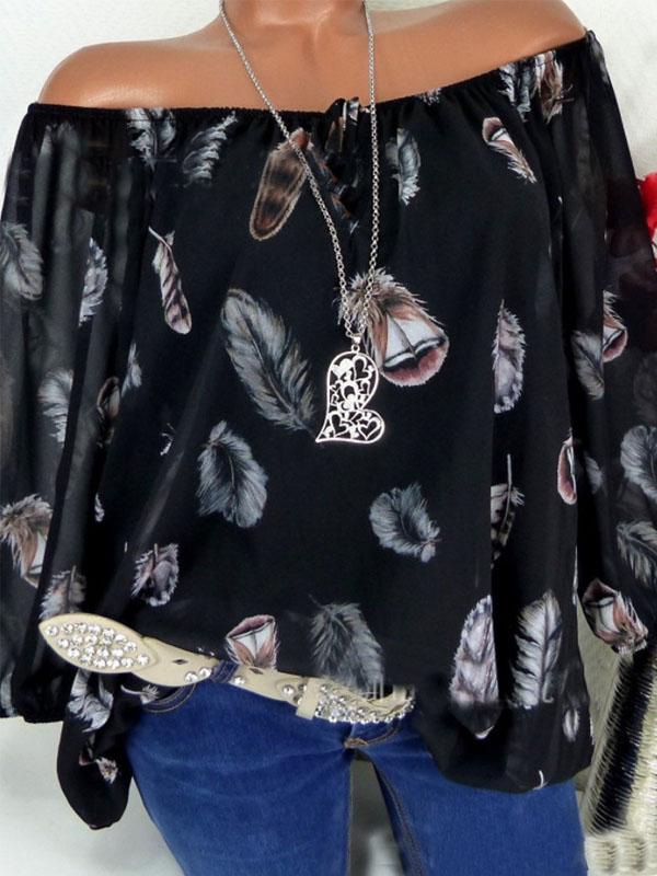 Autumn Spring Summer Cotton Women Tie Collar Feather Three-Quarter Sleeve Blouses