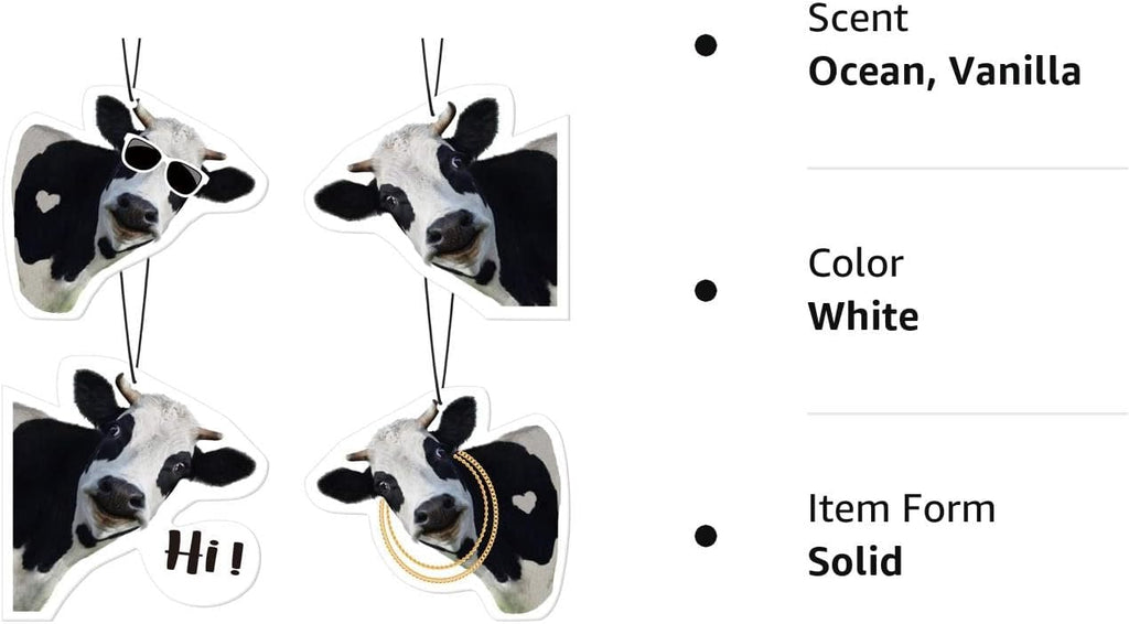 Pack of 8 Cow Air Freshener Car Cow Gifts for Women Funny Cow Print Car Accessories Hanging for Women Men Cute Air Freshener Decorative Car Freshener
