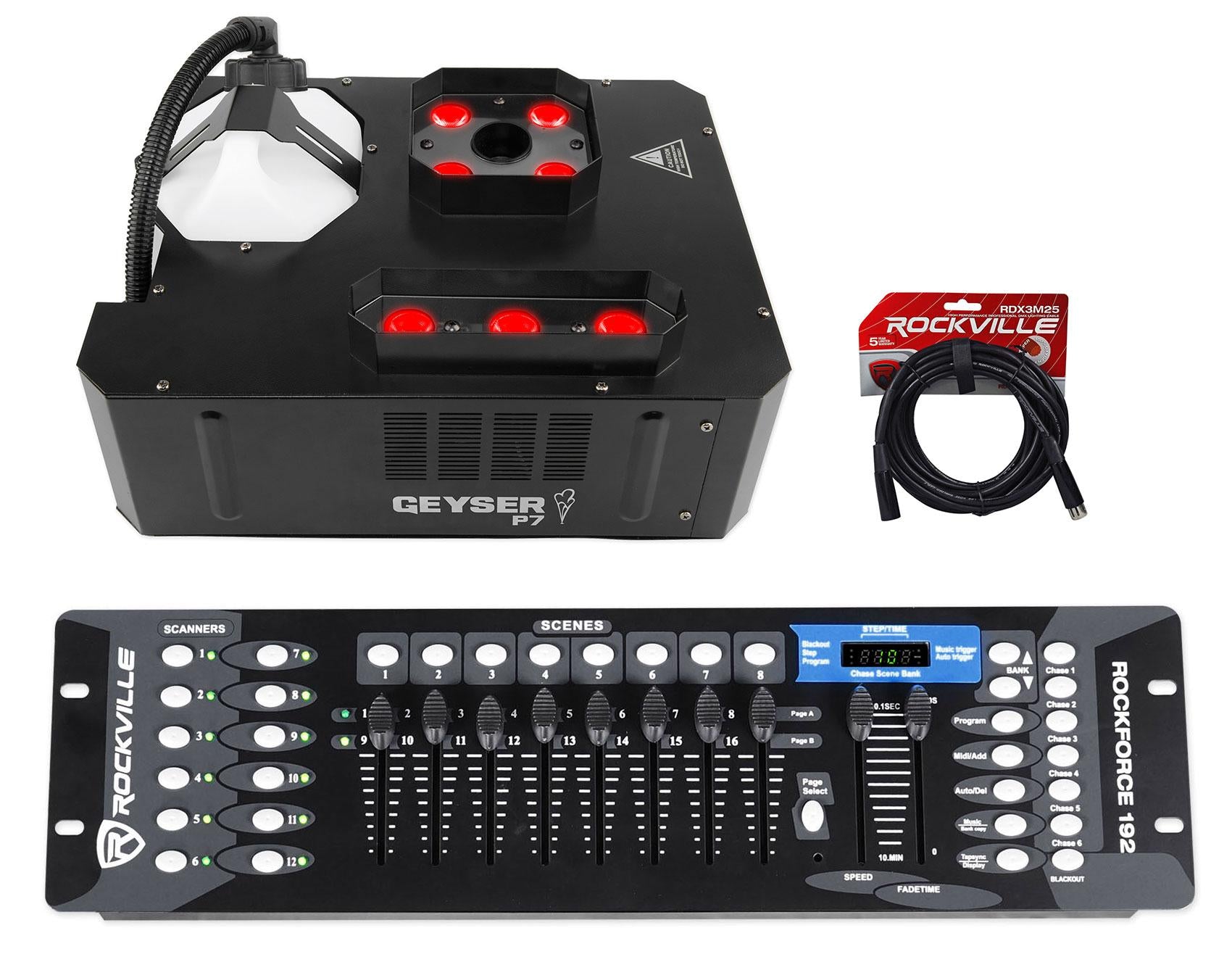 Chauvet DJ GEYSER P7 DMX Fog Machine RGBA+UV LED Effects+Remote+DMX Controller