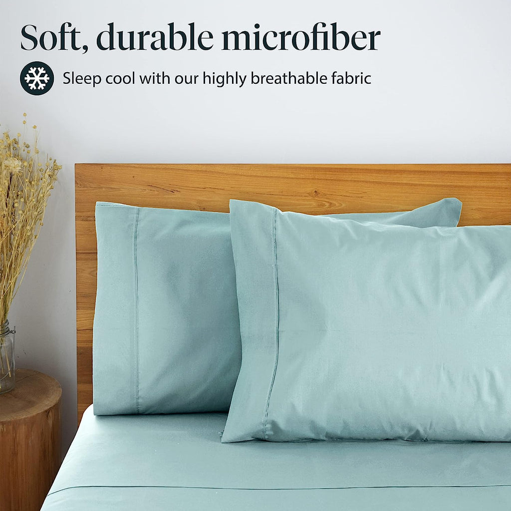 LuxClub 6 PC Queen Sheet Set Bamboo Sheets Deep Pockets 18" Eco Friendly Wrinkle Free Cooling Sheets Machine Washable Hotel Bedding Silky Soft - Light Teal Queen