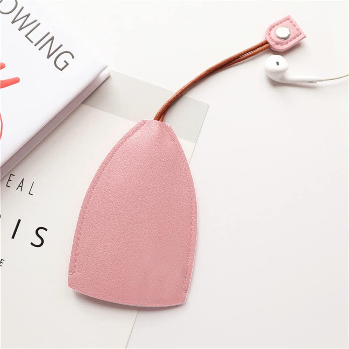 Car Key Case, 2PCS Creative Pull-Out Key Sleeve Keychain Bags, PU Leather Large-Capacity Protective Key Holder Hook (Pink)