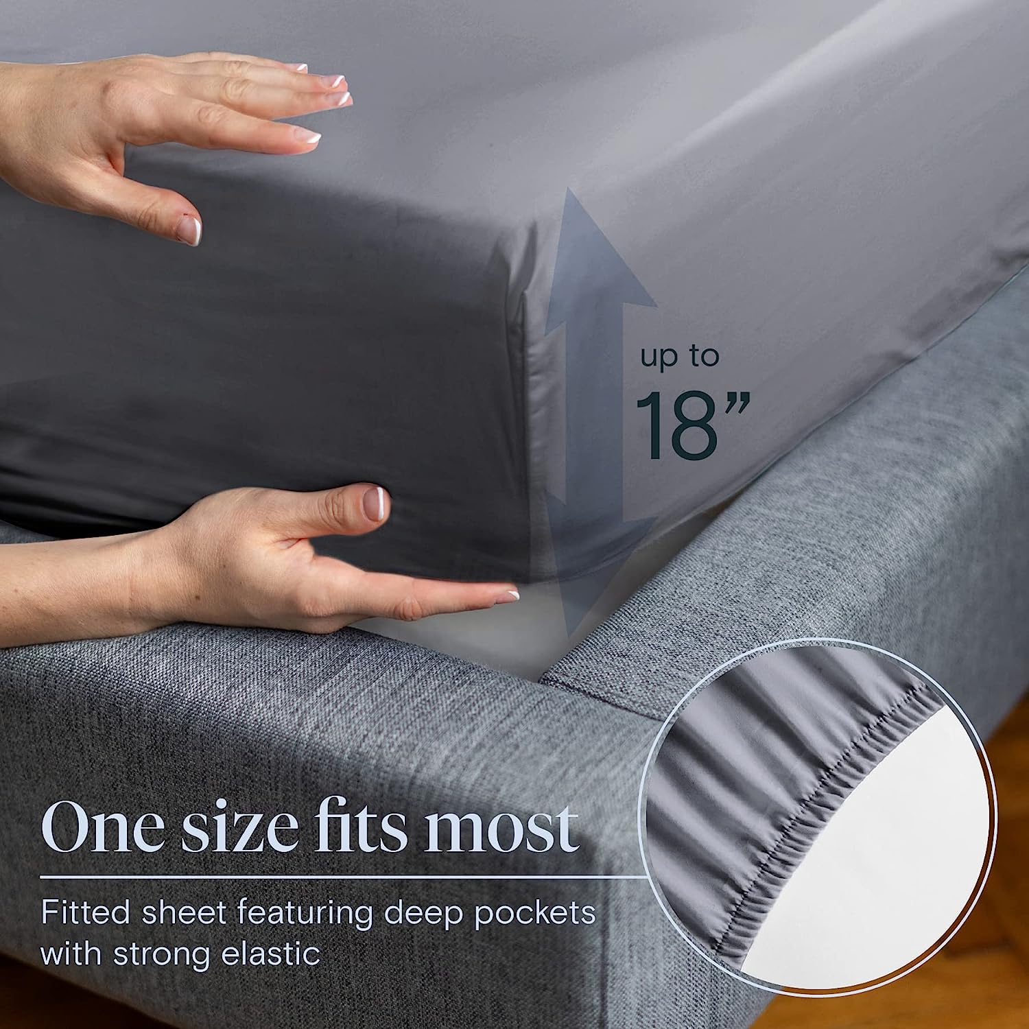 LuxClub 6 PC Sheet Set w/ 18 inch Deep Pockets - Eco Friendly, Wrinkle Free, Hypoallergentic, Fade Resistant, Silky, Stronger &amp; Softer Than Cotton -Silver California King
