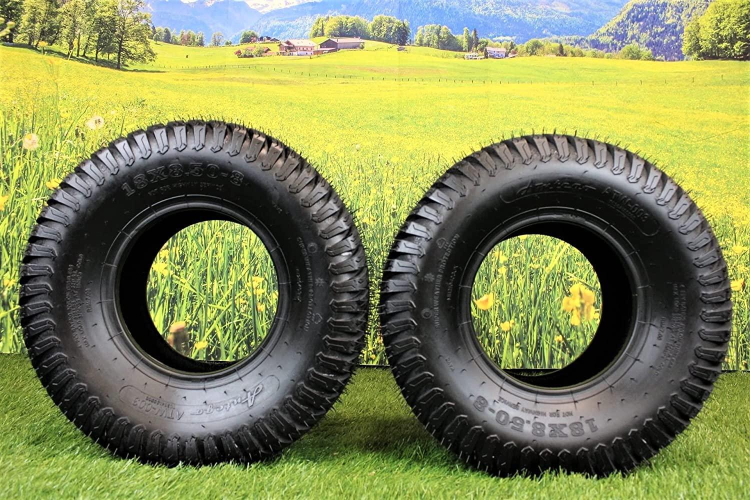 Set of Two 18x8.50-8 4 Ply Turf Tires for Lawn & Garden Mowers 18x8.5-8