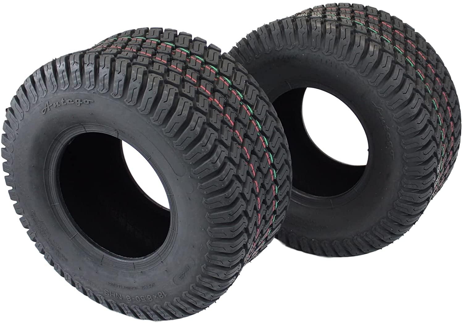 Set of Two 18x8.50-8 4 Ply Turf Tires for Lawn & Garden Mowers 18x8.5-8