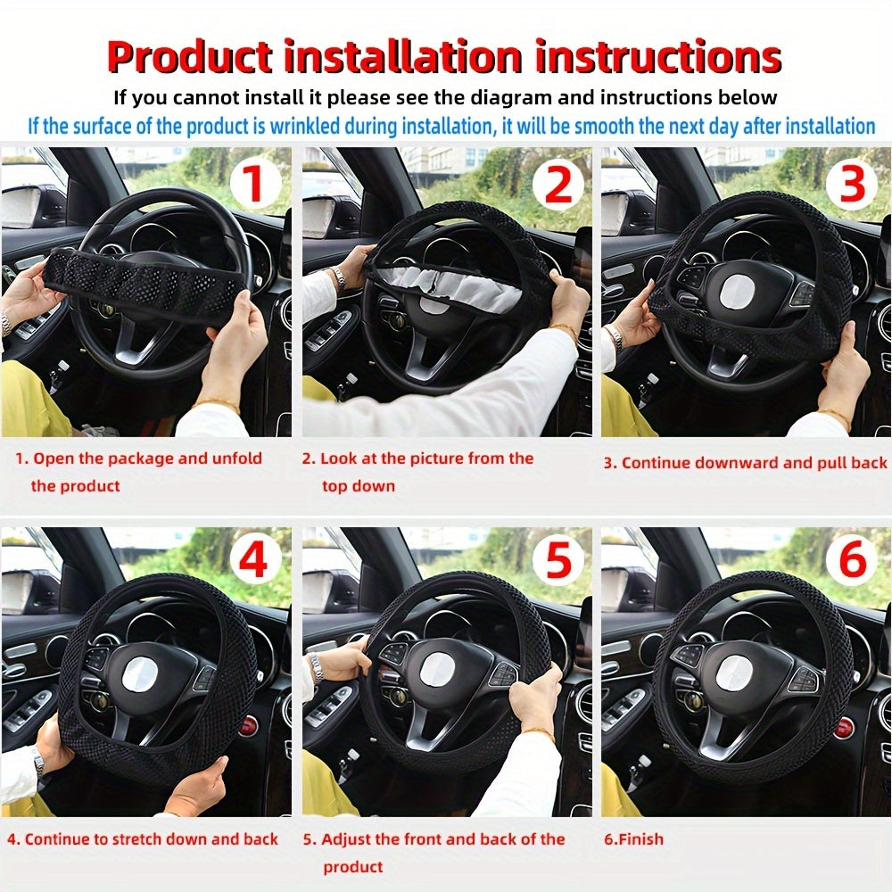 Three-dimensional Mesh Breathable Sweat-absorbing Comfortable Non-slip Car Steering Wheel Cover, Without Inner Ring Suitable For 14.57-14.96inch Auto Parts