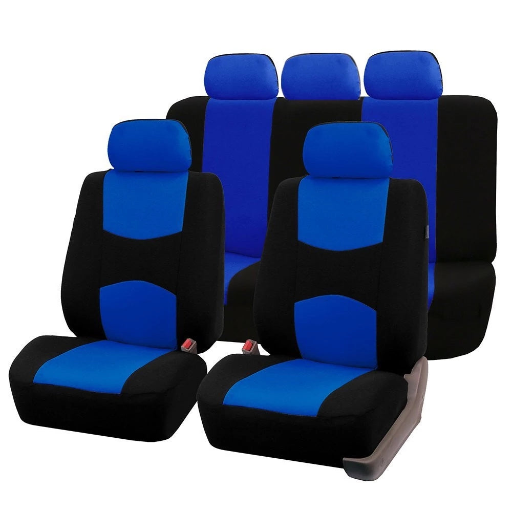 Car Seat Cover, 2mm Spon5 Seats Full Set Car Seat Cover Universal Multi-color Flat Model 9pcs Set