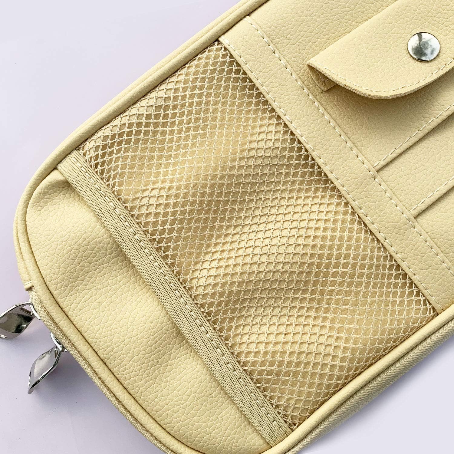Da by Car Sun Visor Organizer Auto Car Visor Pocket and Interior Accessories Car Truck Visor Storage Pouch Holder with Multi-Pocket Net Zippers (Beige Light Yellow)