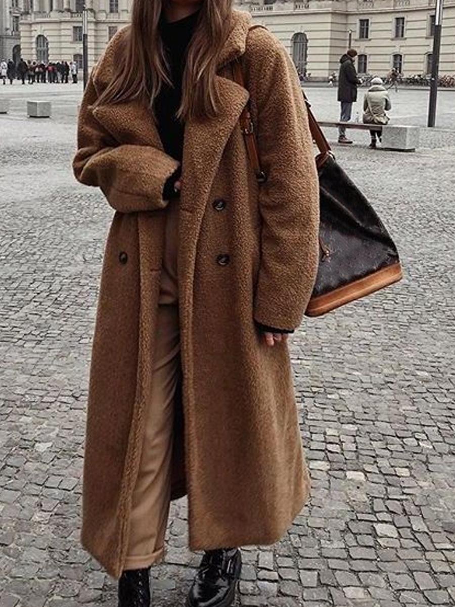 Fashion Soild Color Terry Coat Women