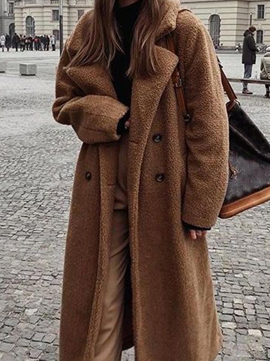 Fashion Soild Color Terry Coat Women