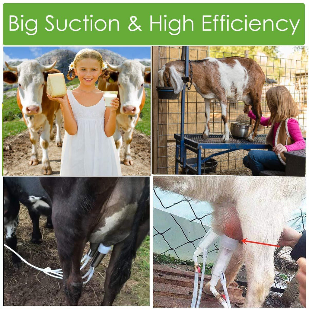Electric Cow Goat MilMachine, Portable Pulsation MilMachine Single Bucket Piston Vacuum Pump 5L