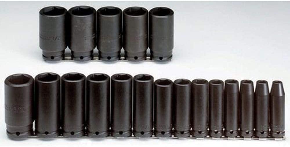 Impact Socket Set,1/2 In Dr,19 pc