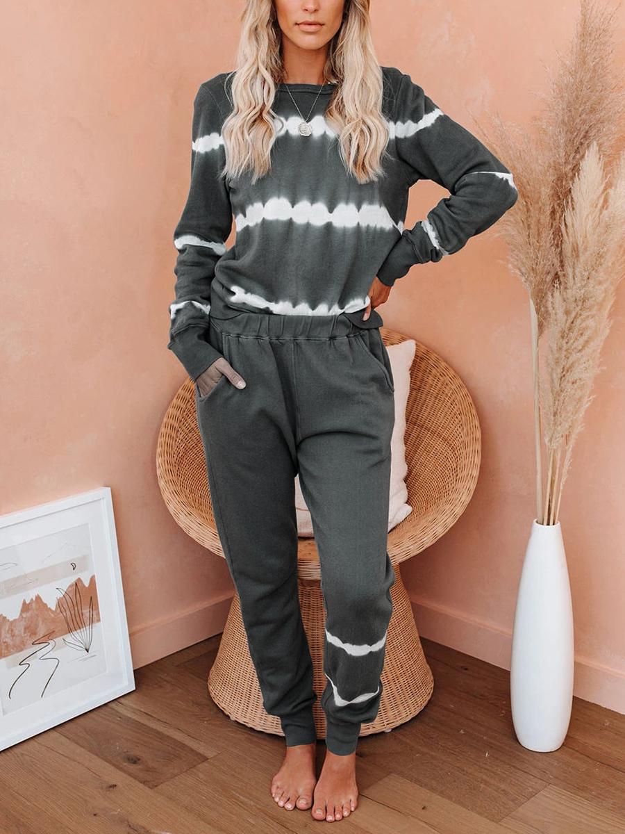 Striped Tie-Dye Gradient Home Service Suit