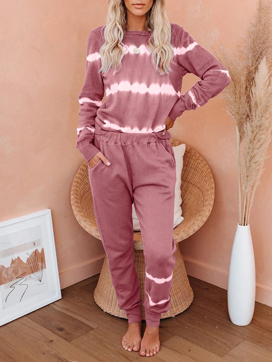 Striped Tie-Dye Gradient Home Service Suit