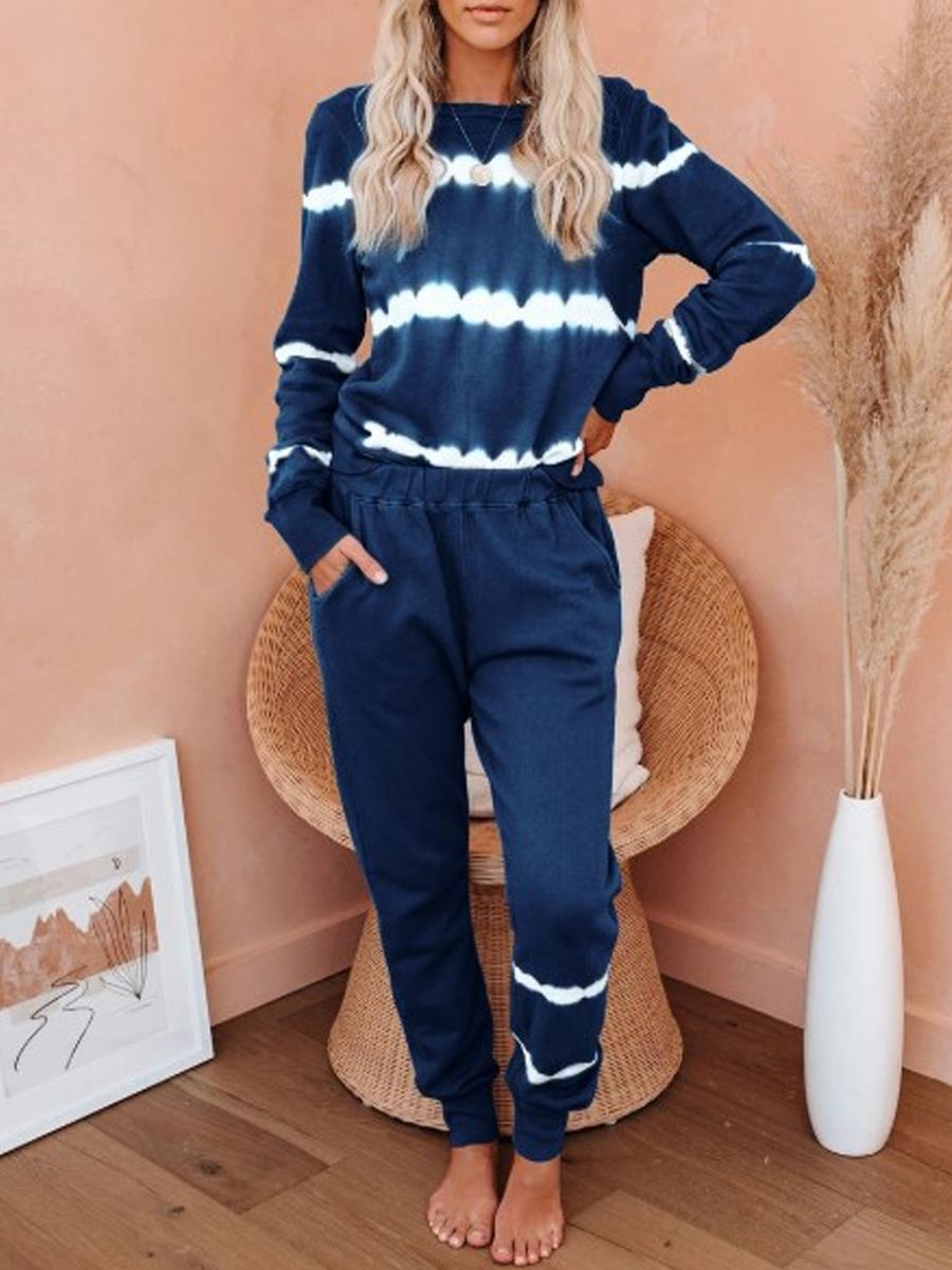 Striped Tie-Dye Gradient Home Service Suit