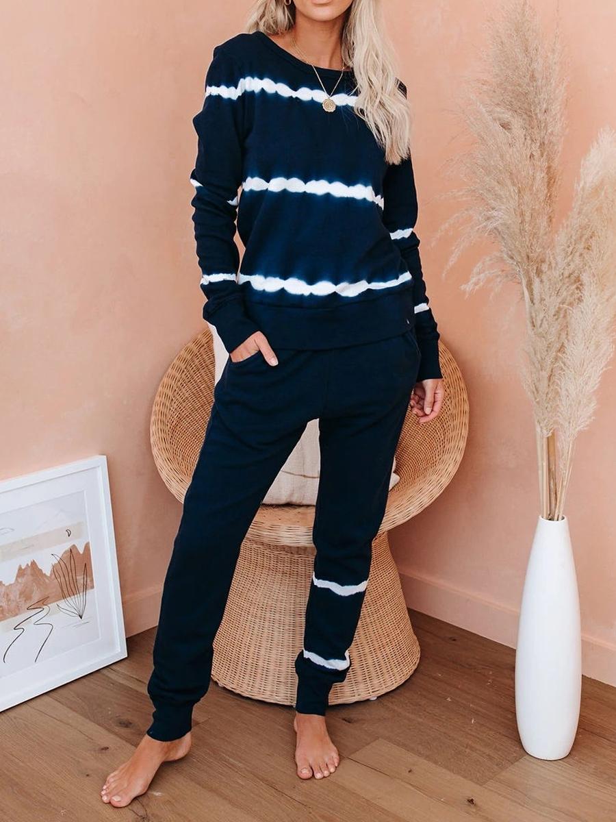 Striped Tie-Dye Gradient Home Service Suit