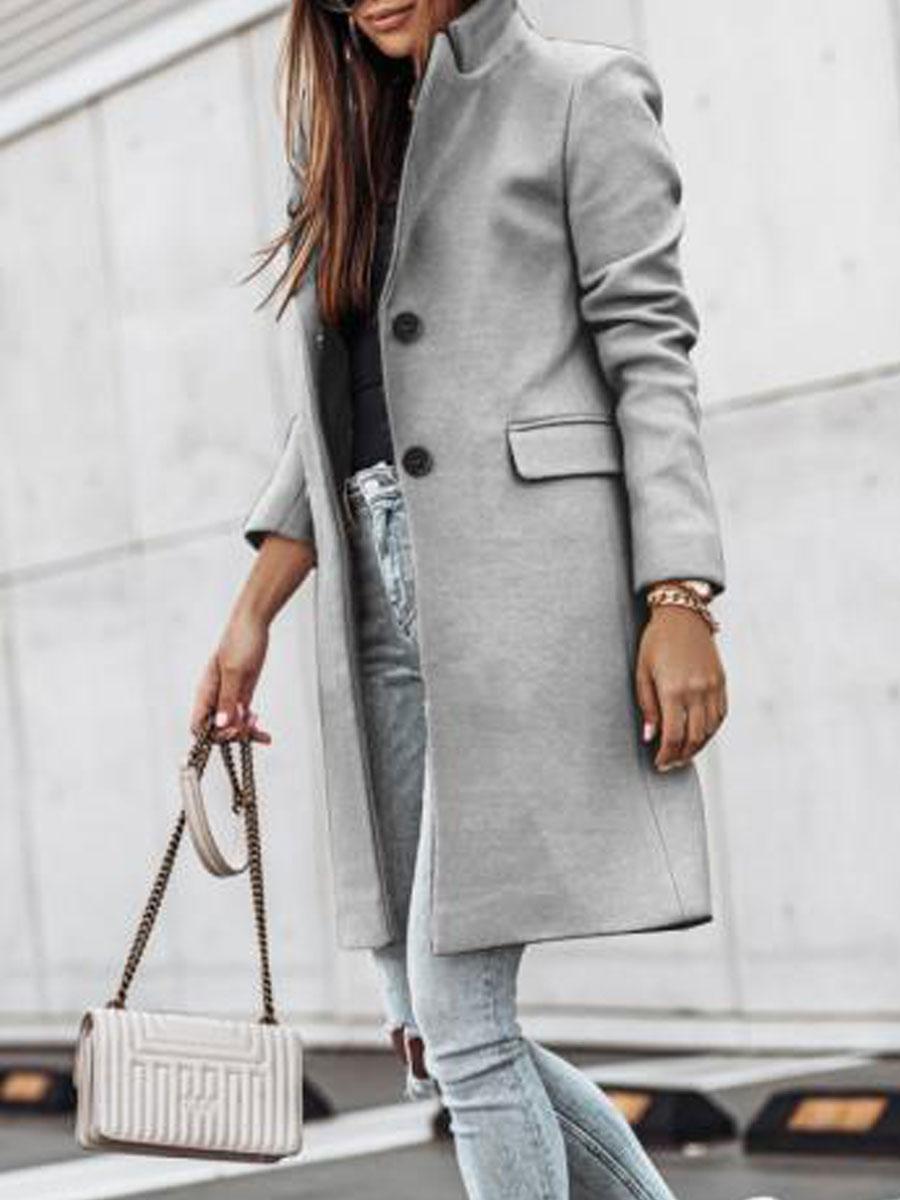 Solid Color Casual Loose Cardigan Woolen Coat