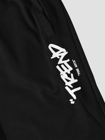 mens letter brush stroke print crew neck street two pieces outfits