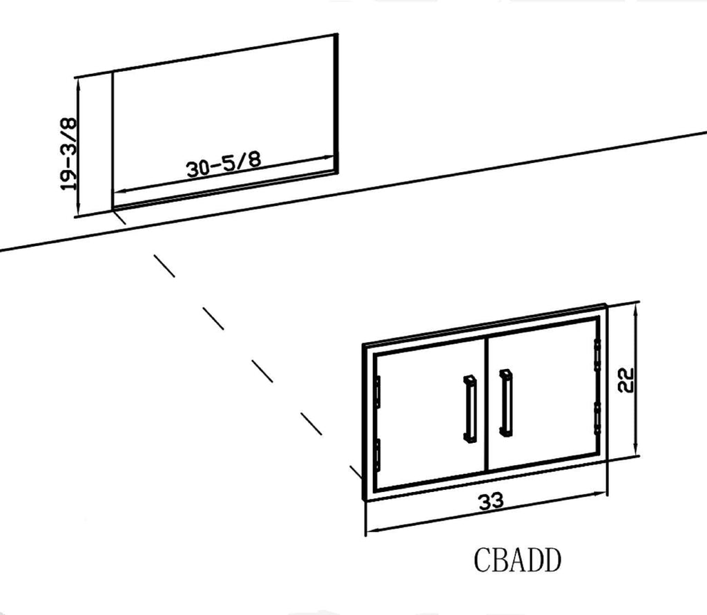 Outdoor Kitchen Double Access Door,33X22 Inch,304  Steel BBQ Gr
