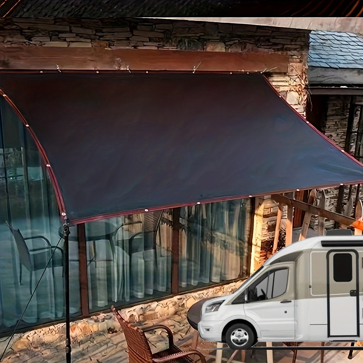 Sun Shade Cloth, Dense Shading Heat Insulation Net, Shading Cloth, Sun And Snow Protecting For Balcony, Courtyard, RV Camping, Black