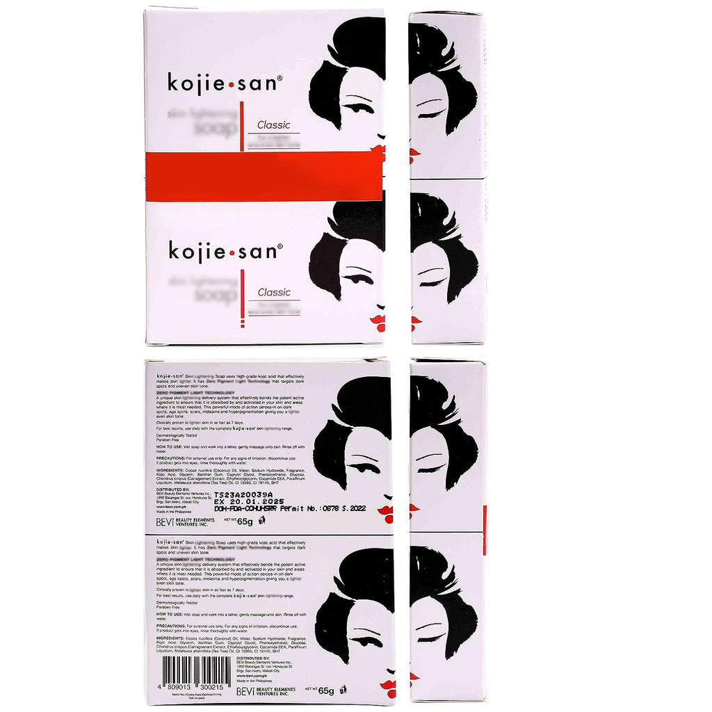 Kojie San Skin Brightening Soap - Original Kojic Acid Soap for Dark Spots, Hyperpigmentation, &amp; Scars with Coconut &amp; Tea Tree Oil - 65g x 2 Bars