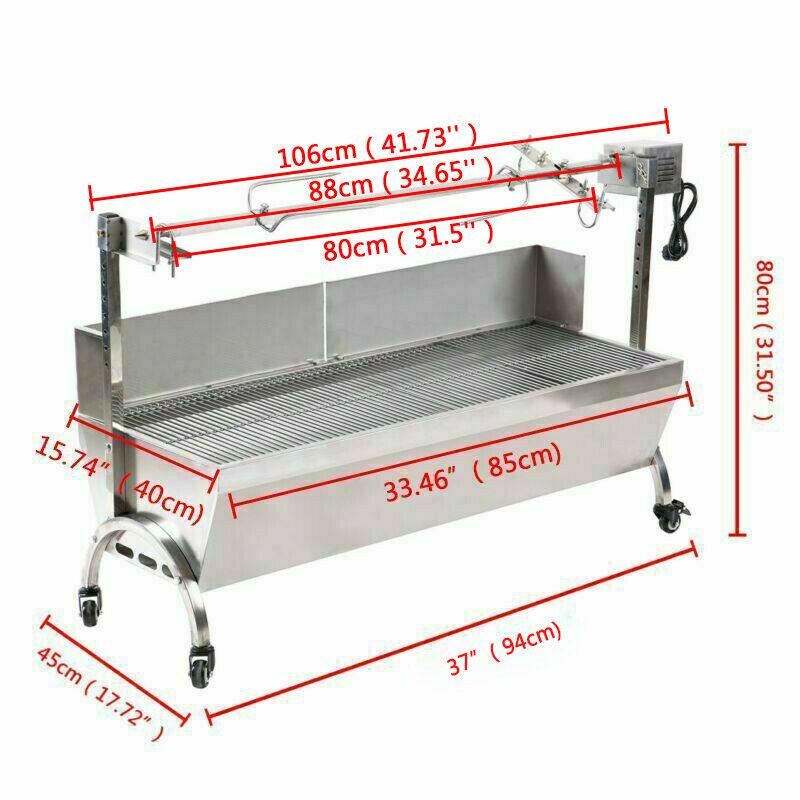 25W LarRoaster Spit Rotisserie BBQ Grill Whole Lamb Chicken Pig Lamb 4 Rubber
