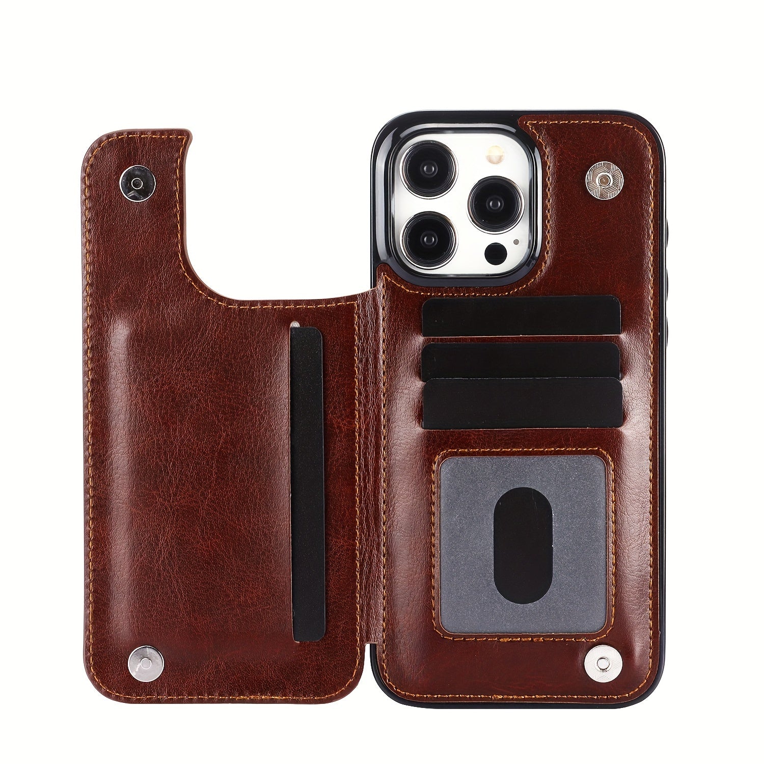 For  15/ 14/ 13/ 12/ 11 Pro Max/ Mini/ XR/ XS Max/ SE 2022/2020/ 7/ 8 Plus Wallet Case With Card Holder, PU Faux Leather Kickstand Card Slots Case, Double Magnetic Clasp And Durable Shockproof Cover